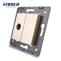 Livolo Gold Crystal Glass Panel C7-1V-13 Wall TV Socket Outlet Electric Plug